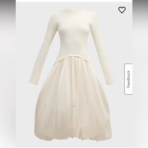 SIMKHAI Kenlie Mixed Media Ivory/White Bubble Sweater Dress